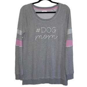 Maurices Heather Gray Dog Mom Graphic Jersey Sleeve Lightweight Sweater Size 14